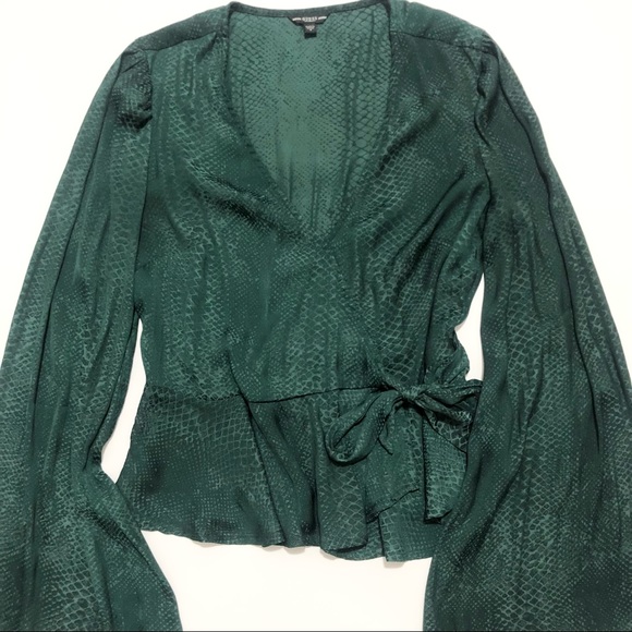 GUESS Snakeskin Wrap-Around Blouse | S - Picture 3 of 4